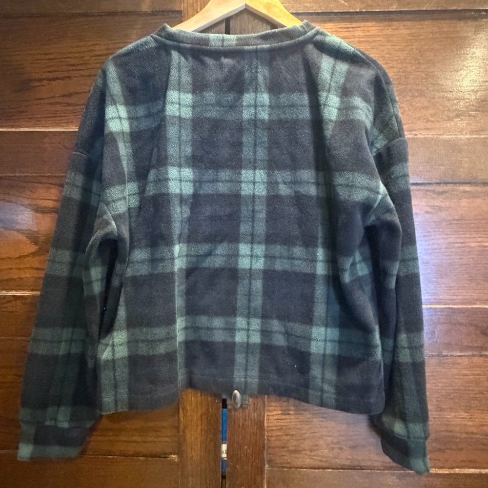 ✅ GapBody medium microfleece sweater top shirt crewneck soft thermal plaid check - Picture 2 of 6